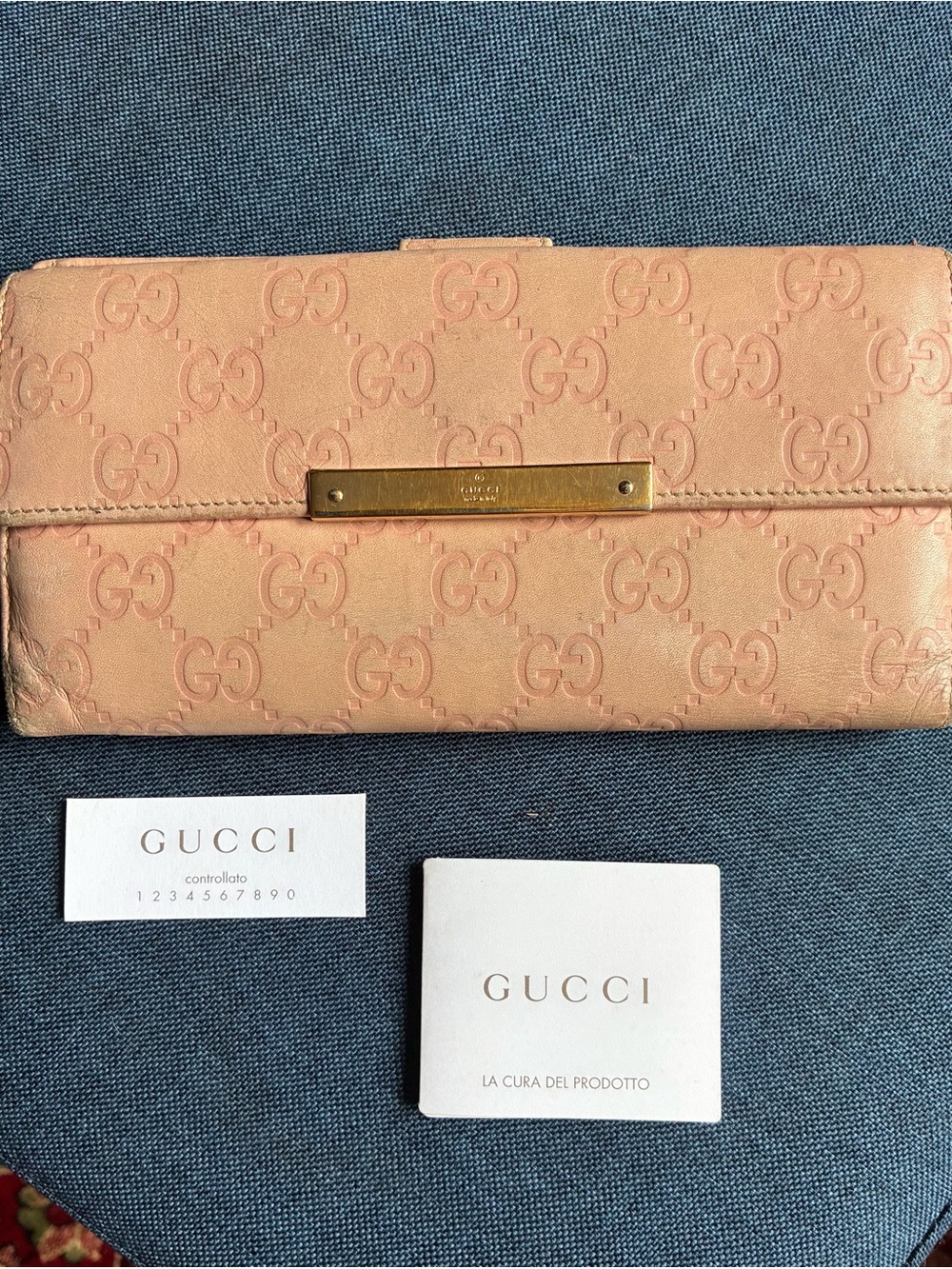 Gucci Pink Embossed GG Guccissima Long Wallet with Metal Hardware